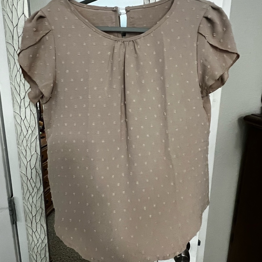 Women's Beige Puff Sleeve Top